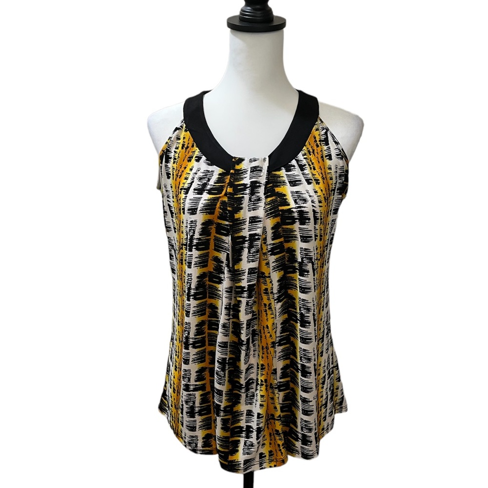 Morgan City, Sleeveless Black/White/Gold Top, Size S
